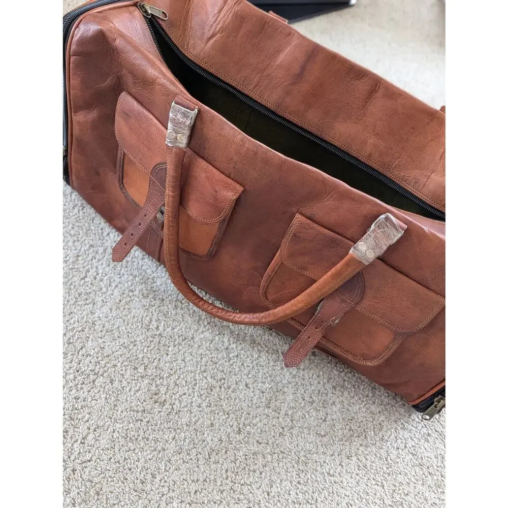 Large Leather Duffle Bag for Men, Travel